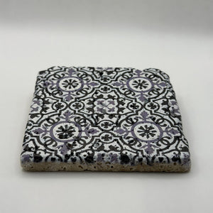 Ethnics pattern number 05 printed on a natural travertine stone coaster