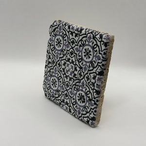 Ethnics pattern number 05 printed on a natural travertine stone coaster