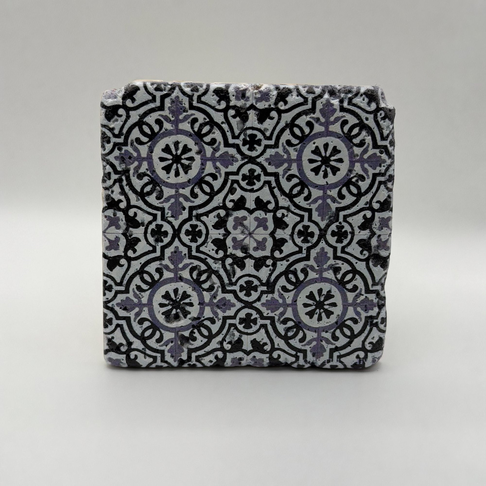 Ethnics pattern number 05 printed on a natural travertine stone coaster