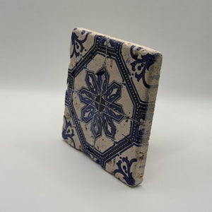 Ethnics pattern number 06 printed on a natural travertine stone coaster