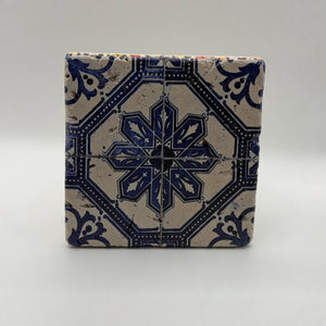 Ethnics pattern number 06 printed on a natural travertine stone coaster