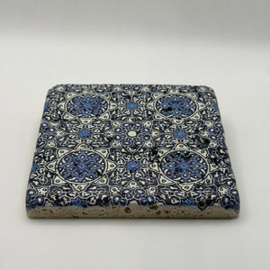 Ethnics pattern number 07 printed on a natural travertine stone coaster