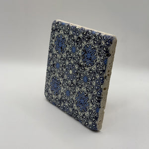 Ethnics pattern number 07 printed on a natural travertine stone coaster