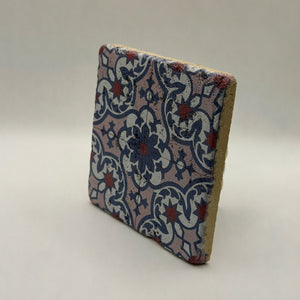 Ethnics pattern number 08 printed on a natural travertine stone coaster