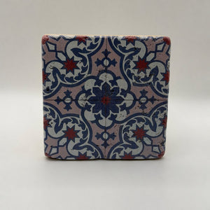 Ethnics pattern number 08 printed on a natural travertine stone coaster