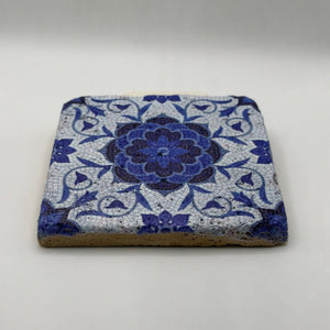 Ethnics pattern number 10 printed on a natural travertine stone coaster