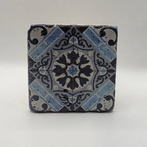 Ethnics pattern number 13 printed on a natural travertine stone coaster