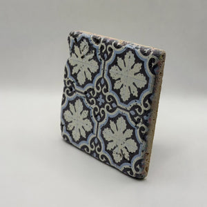 Ethnics pattern number 16 printed on a natural travertine stone coaster