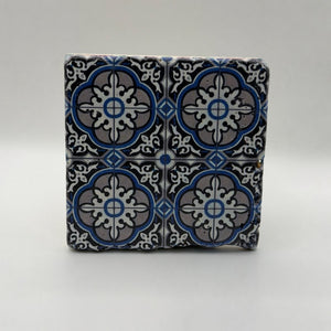 Ethnics pattern number 30 printed on a natural travertine stone coaster