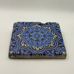 Ethnics pattern number 47 printed on a natural travertine stone coaster