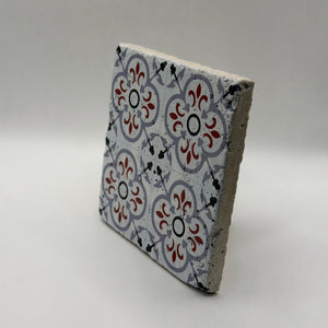 Ethnics pattern number 50 printed on a natural travertine stone coaster