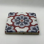 Ethnics pattern number 55 printed on a natural travertine stone coaster