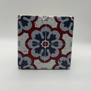 Ethnics pattern number 55 printed on a natural travertine stone coaster