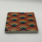 Ethnics pattern number 59 printed on a natural travertine stone coaster