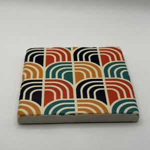 Ethnics pattern number 62 printed on a natural travertine stone coaster