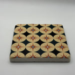 Ethnics pattern number 63 printed on a natural travertine stone coaster