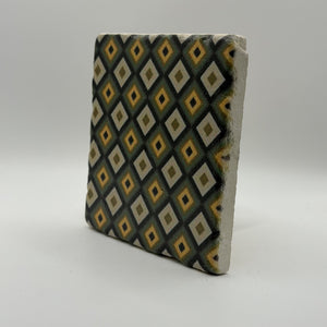 Ethnics pattern number 64 printed on a natural travertine stone coaster