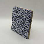 Etn 24 tribal pattern artwork printed on square natural travertine stone coaster