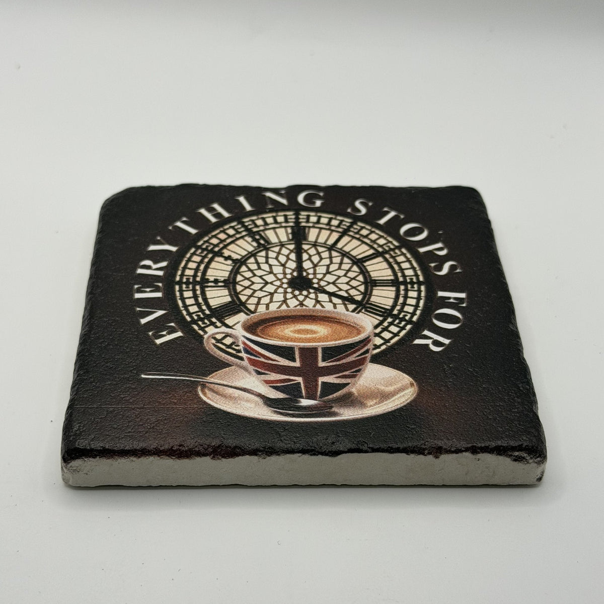 Everything Stops For A Nice Cup Of Coffee Natural Travertine Stone Coaster artwork