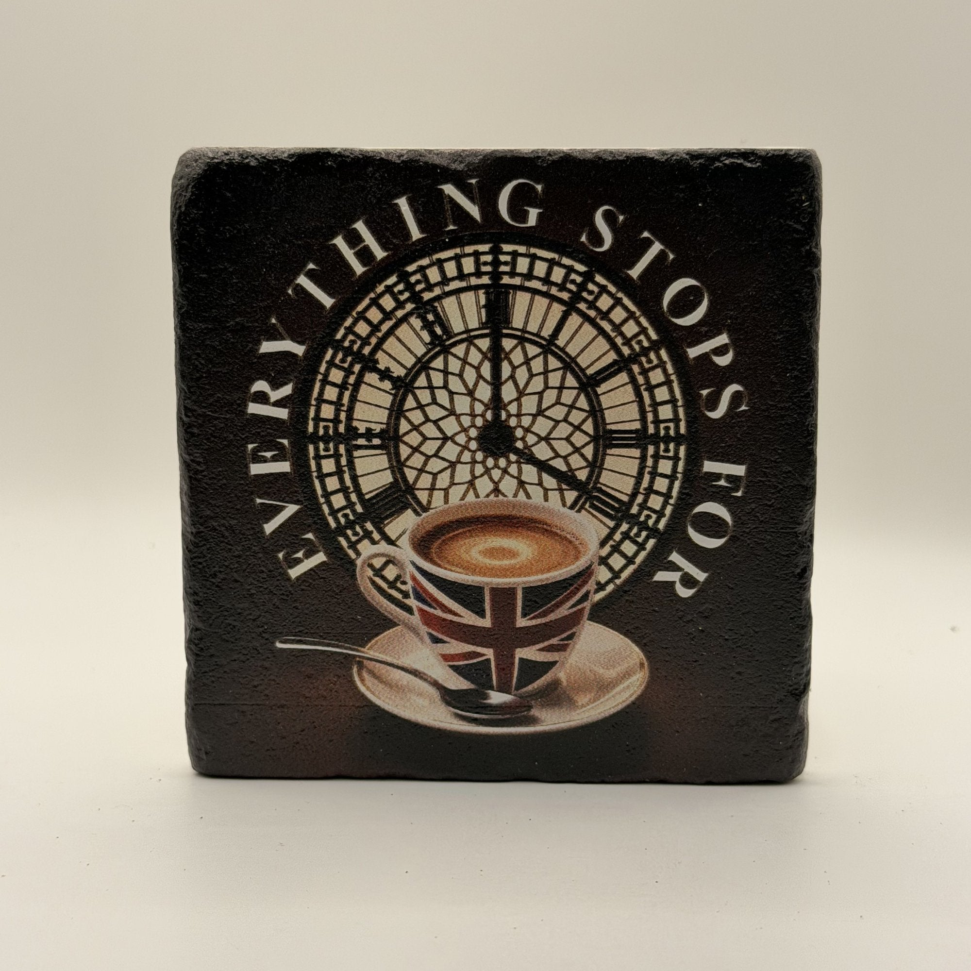 Everything Stops For A Nice Cup Of Coffee Natural Travertine Stone Coaster artwork