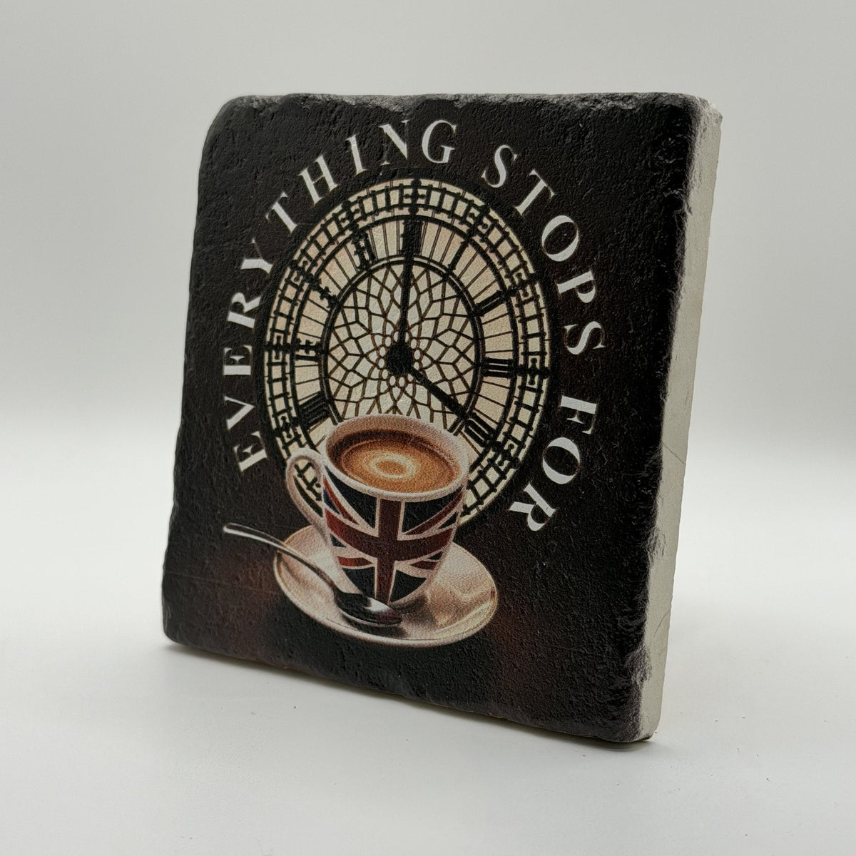 Everything Stops For A Nice Cup Of Coffee Natural Travertine Stone Coaster artwork