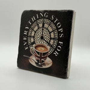 Everything Stops For A Nice Cup Of Coffee Natural Travertine Stone Coaster artwork