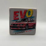 Evo Lancer vintage car artwork printed on square travertine stone coaster