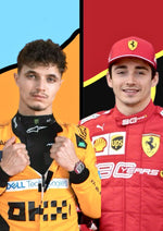 Norris Leclerc F1 rivalry artwork printed on MDF wall poster