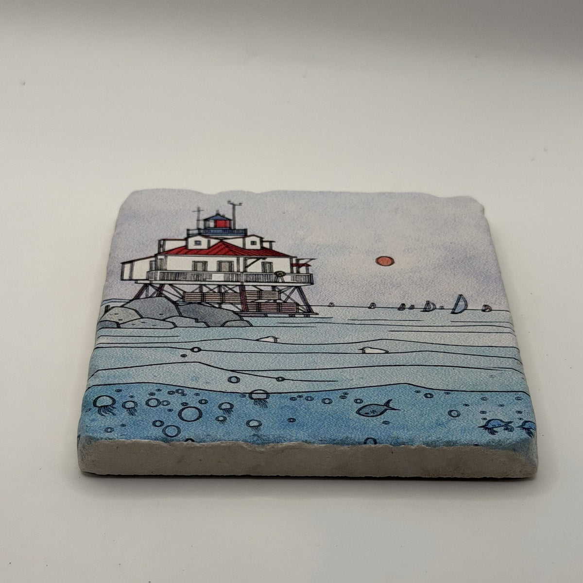 Famous Artwork Natural Travertine Stone Coaster artwork