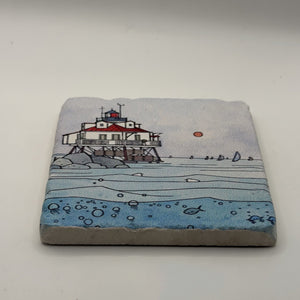 Famous Artwork Natural Travertine Stone Coaster artwork
