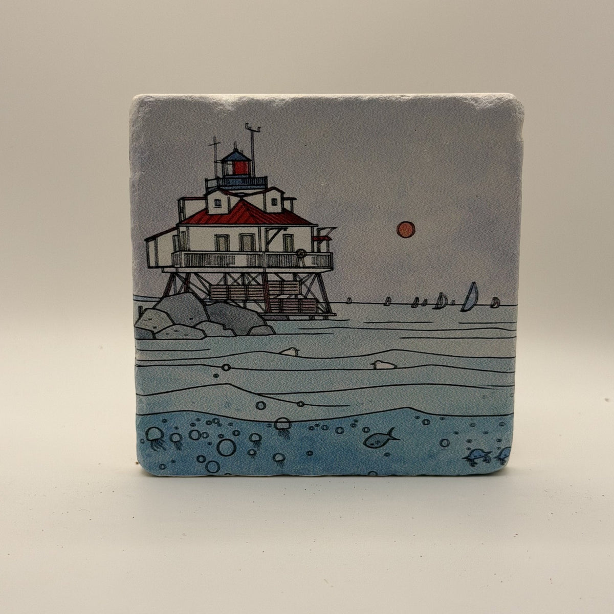 Famous Artwork Natural Travertine Stone Coaster artwork