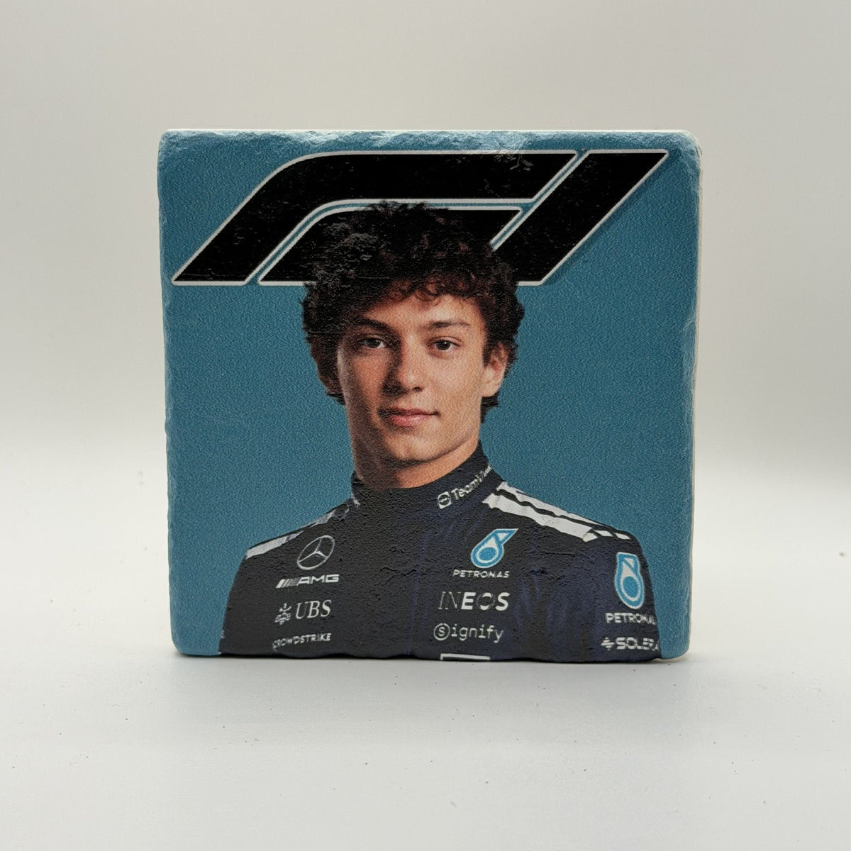 Fernando Alonso Aston Martin Natural Travertine Stone Coaster artwork