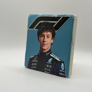 Fernando Alonso Aston Martin Natural Travertine Stone Coaster artwork