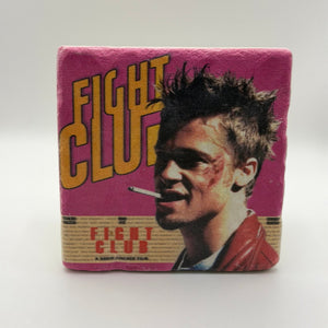 Fight Club movie artwork printed on square travertine stone coaster