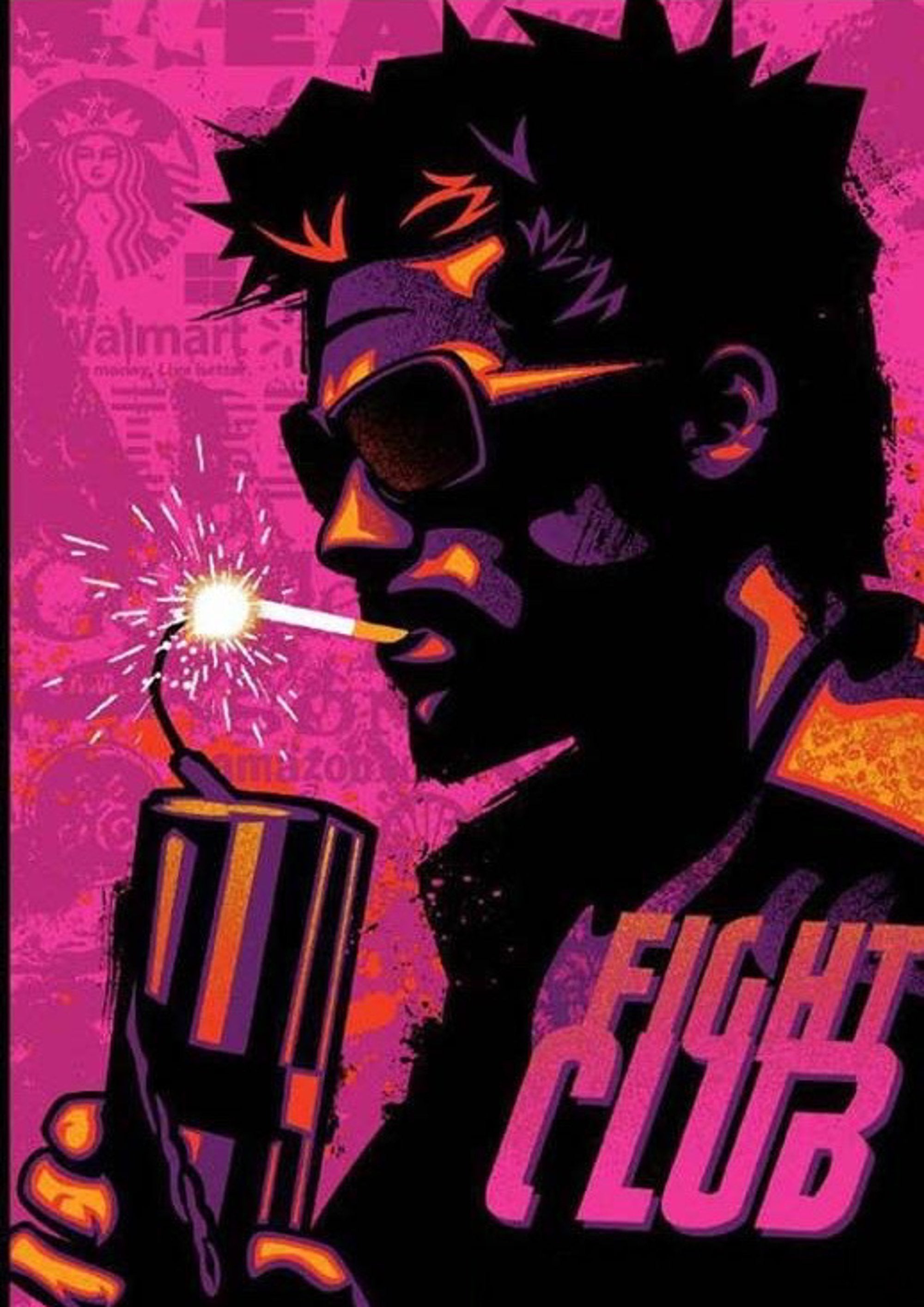 Fight Club pop art artwork printed on MDF wall poster
