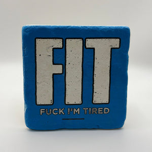 Funny slogan printed on square travertine stone coaster