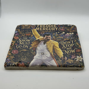 Floral Freddie Mercury Natural Travertine Stone Hotpad 2