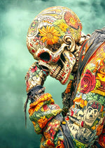 Floral Skull Be Mine artwork printed on MDF wall poster