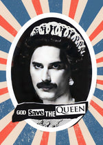 Freddie Mercury God Save The Queen artwork printed on MDF wall poster