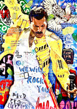 Freddie Mercury graffiti artwork printed on MDF wall poster