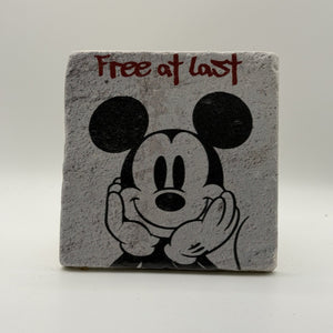 Free At Last Pop Art Natural Travertine Stone Coaster artwork