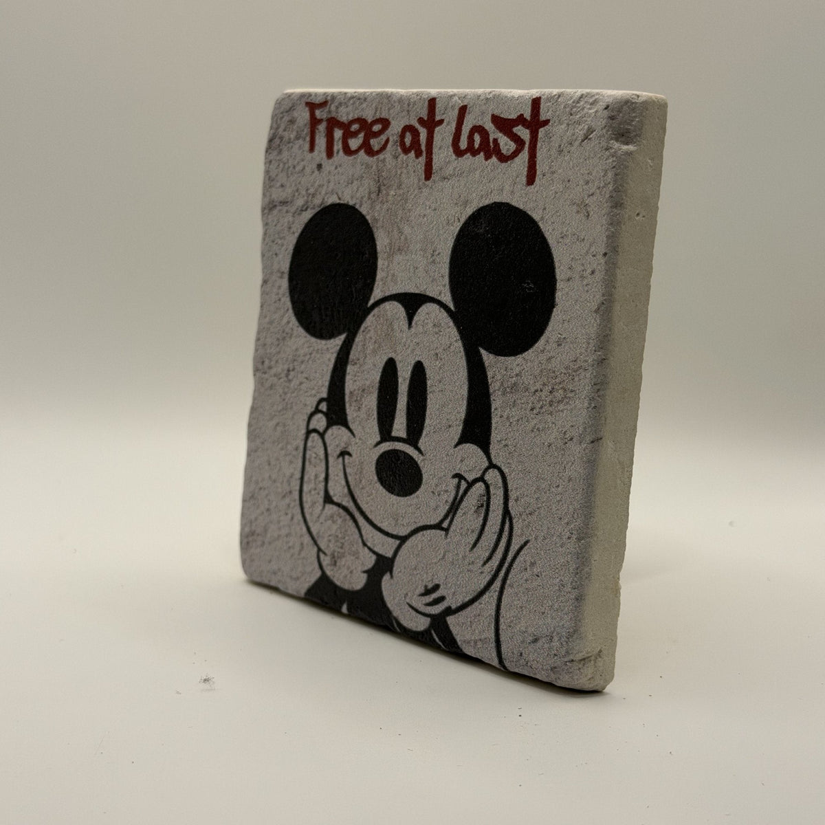 Free At Last Pop Art Natural Travertine Stone Coaster artwork