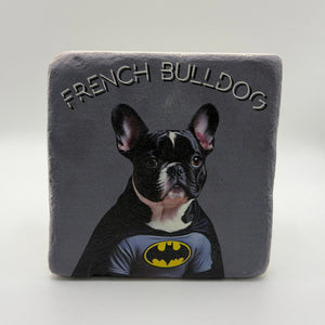 French Bulldog Batman Cosplay Portrait Stone Coaster
