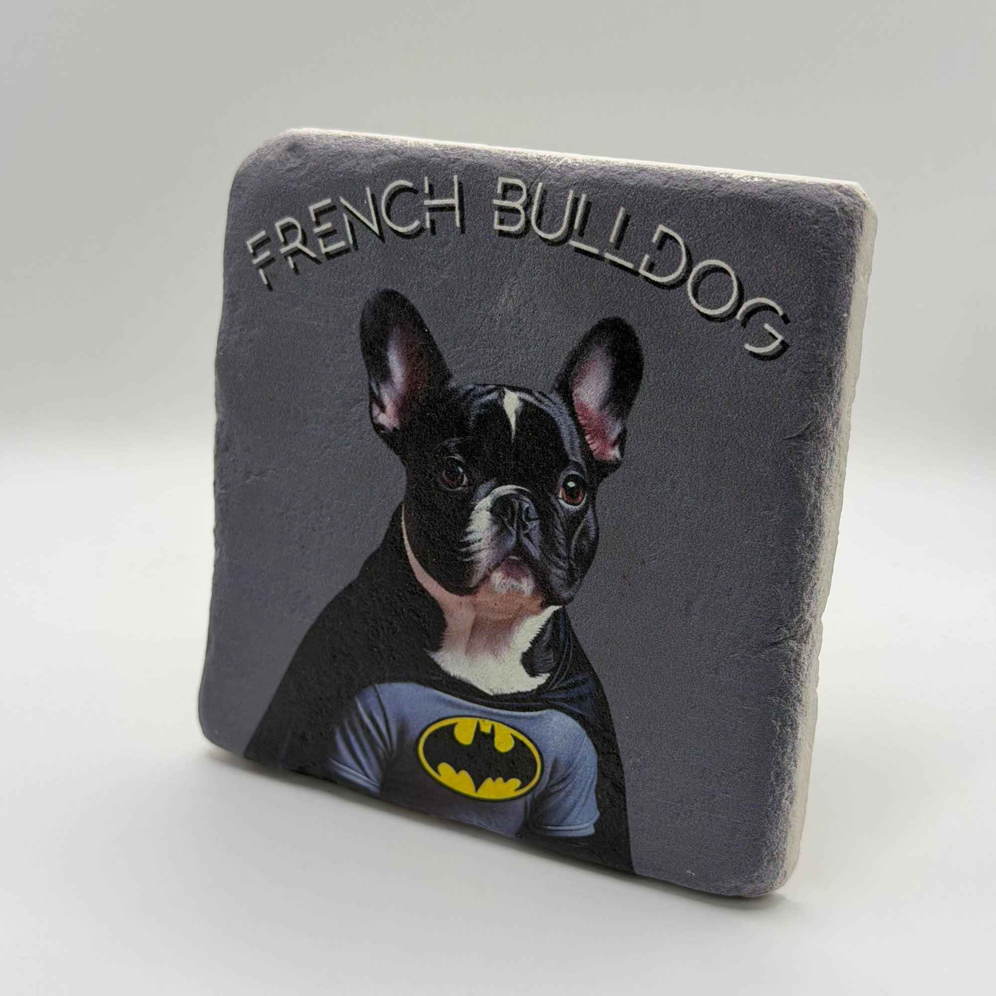 French Bulldog Batman Cosplay Portrait Stone Coaster