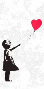 Girl With Balloon design displayed as a decorative wall sign inspired by Banksy