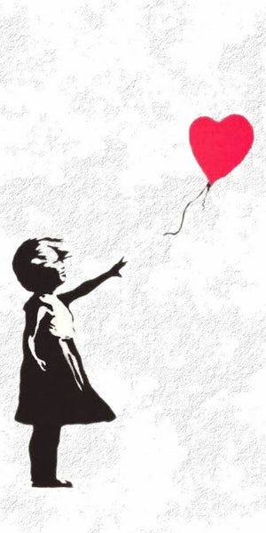 Girl With Balloon design displayed as a decorative wall sign inspired by Banksy