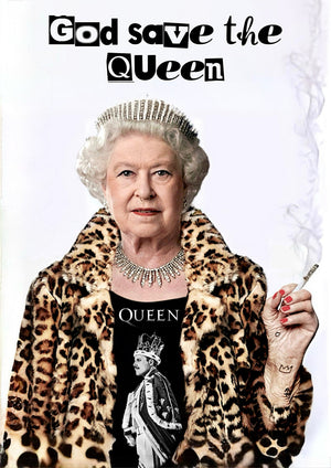 God Save The Queen artwork printed on MDF wall poster