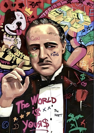 Graffiti artwork inspired by The Godfather movie printed on MDF wall poster