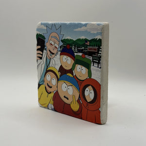 Gorillaz Natural Travertine Stone Coaster artwork