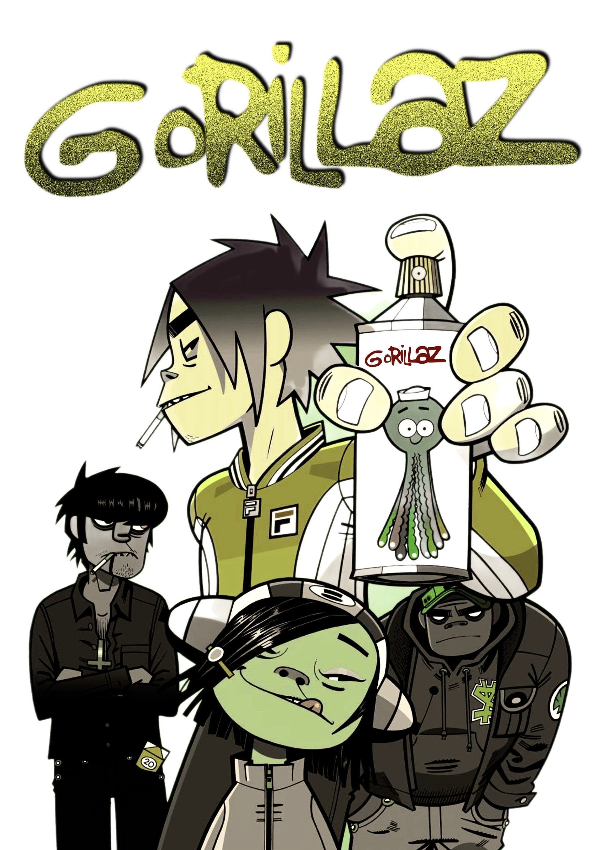 Gorillaz band artwork printed on MDF wall poster